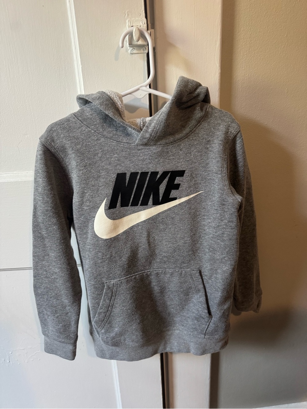 Nike Kids Grey Hoodie with Black Logo and White Swoosh